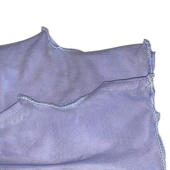Sheer Mesh Long-Sleeve Corset Style Top With Cutouts Light Blue Size L 95% Polye - Picture 9 of 15
